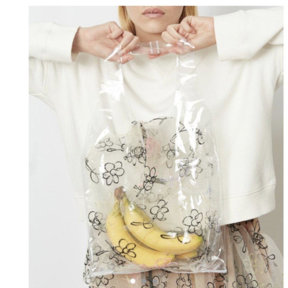 Sandy Liang clear duo tote with scribbles